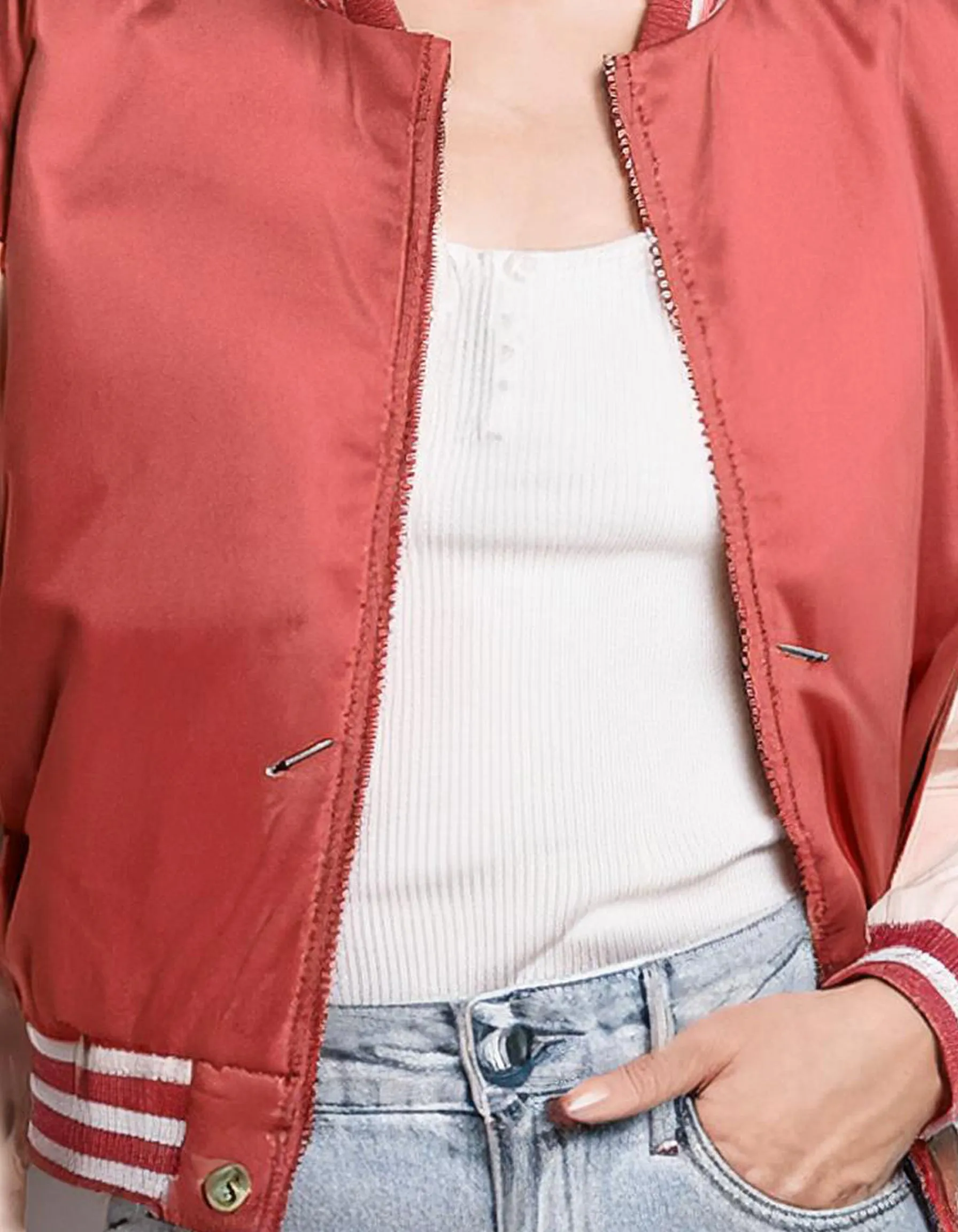 Retro Red Varsity Bomber Jacket