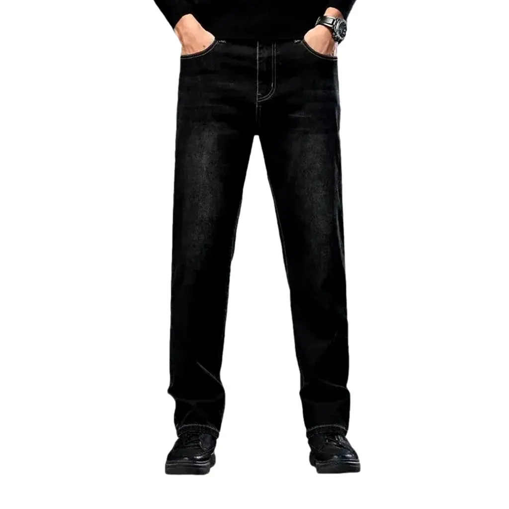 Retro tapered high-rise casual men's jeans