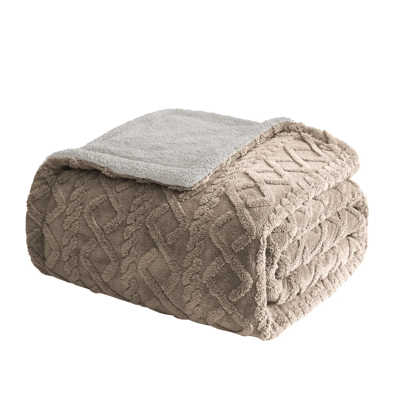 Reversible 3D Knit Sherpa Fleece Throw | Cozy All-Season | Couch, Sofa, Bed