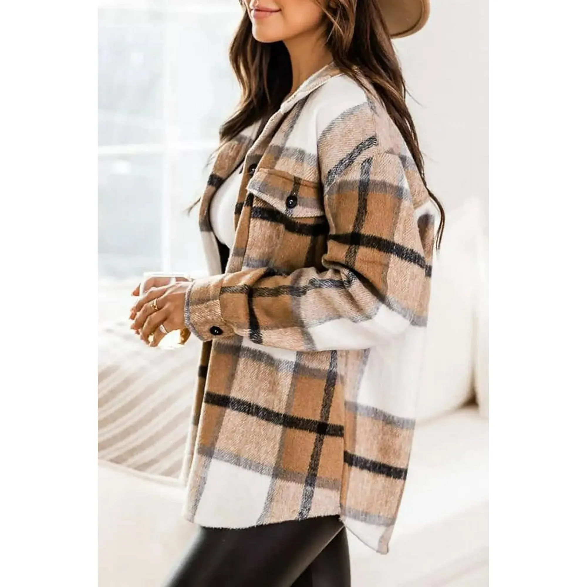 Rosvigor Flannel Shirts for Women Plaid Jackets Long Sleeve Shackets Womens Button Down Coats Blouse