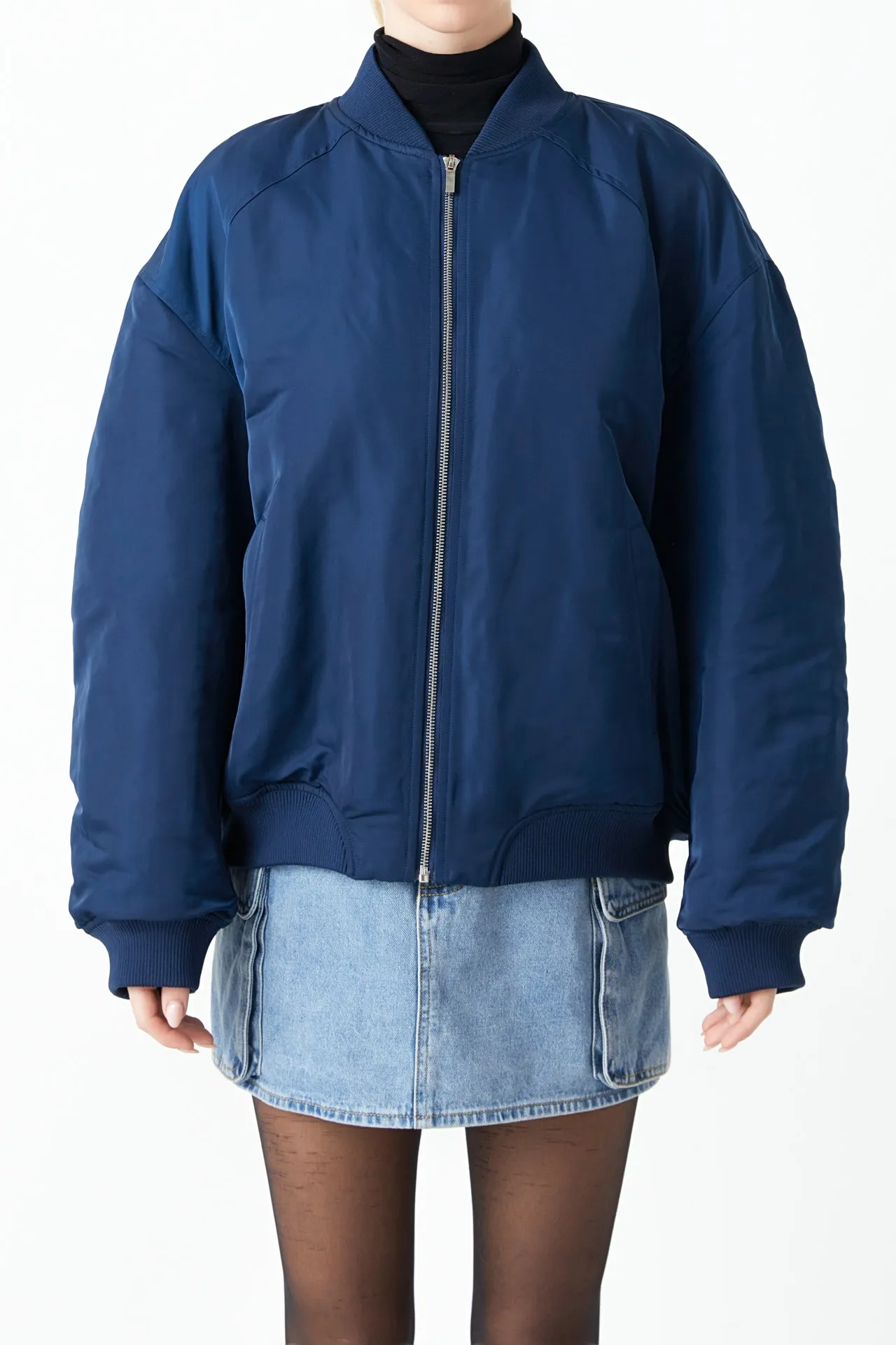 Ruched Bomber Jacket