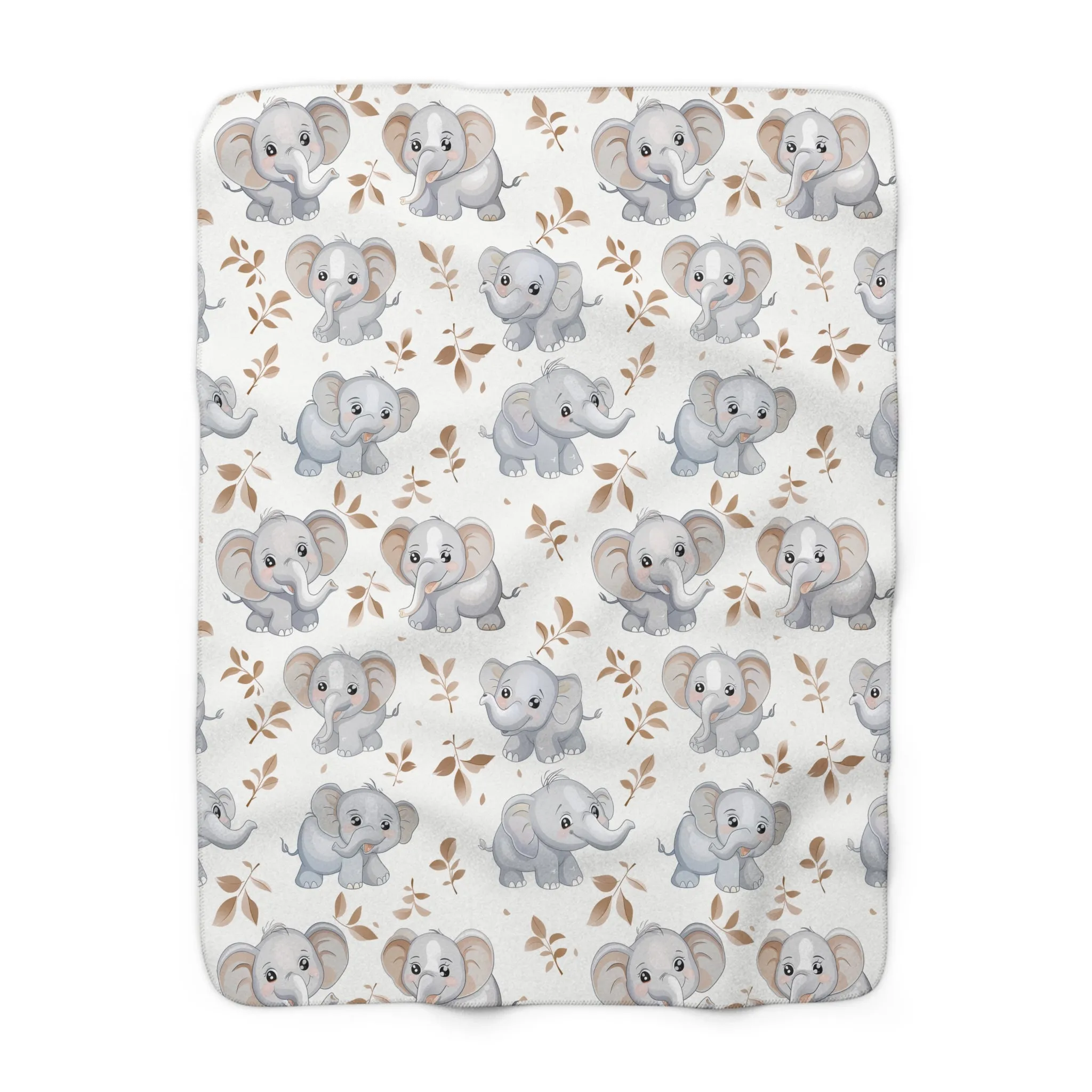 Sherpa Fleece Blanket with Cute Baby Elephants, 50×60" Cozy Blanket