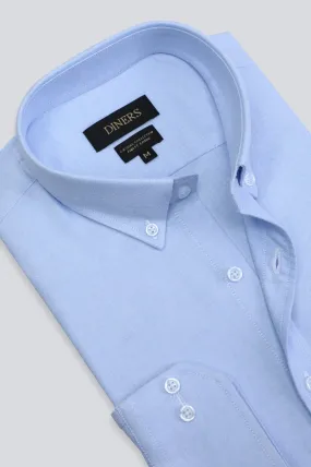 Sky Blue Oxford Textured Casual Shirt