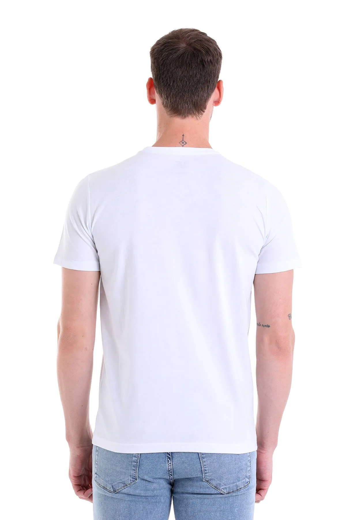 Slim Fit Basic Cotton White V-Neck T-Shirt