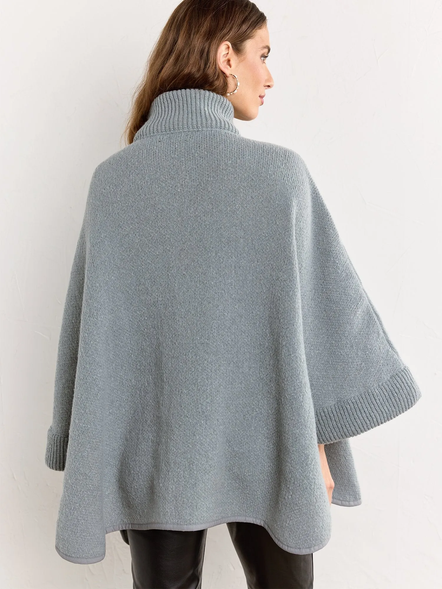 Solid Zipper Poncho