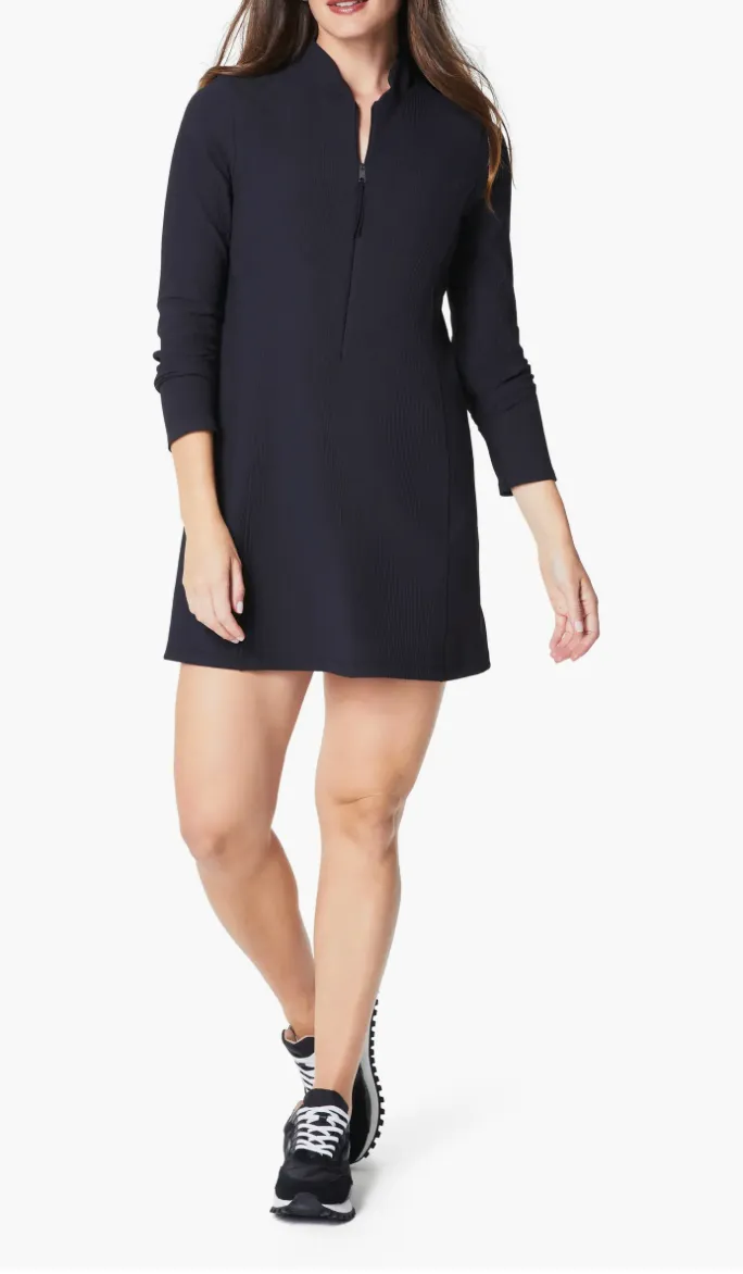 Spanx Rib 1/2 Zip LS Dress Black