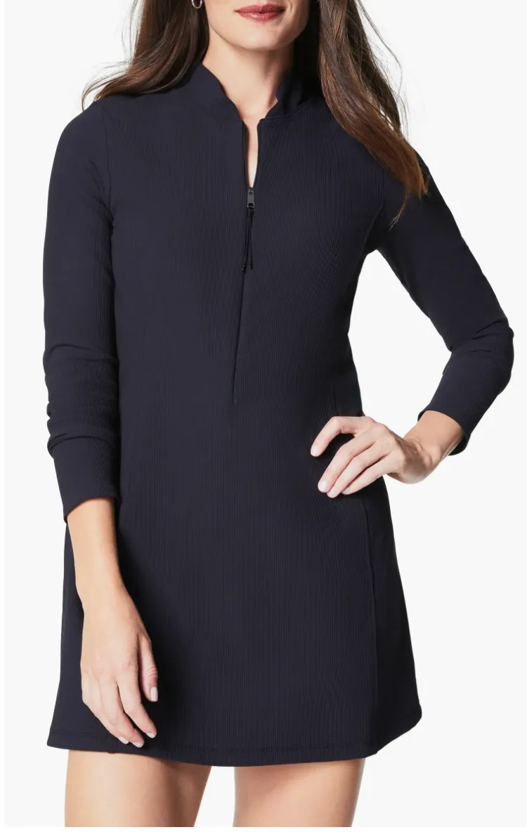 Spanx Rib 1/2 Zip LS Dress Black