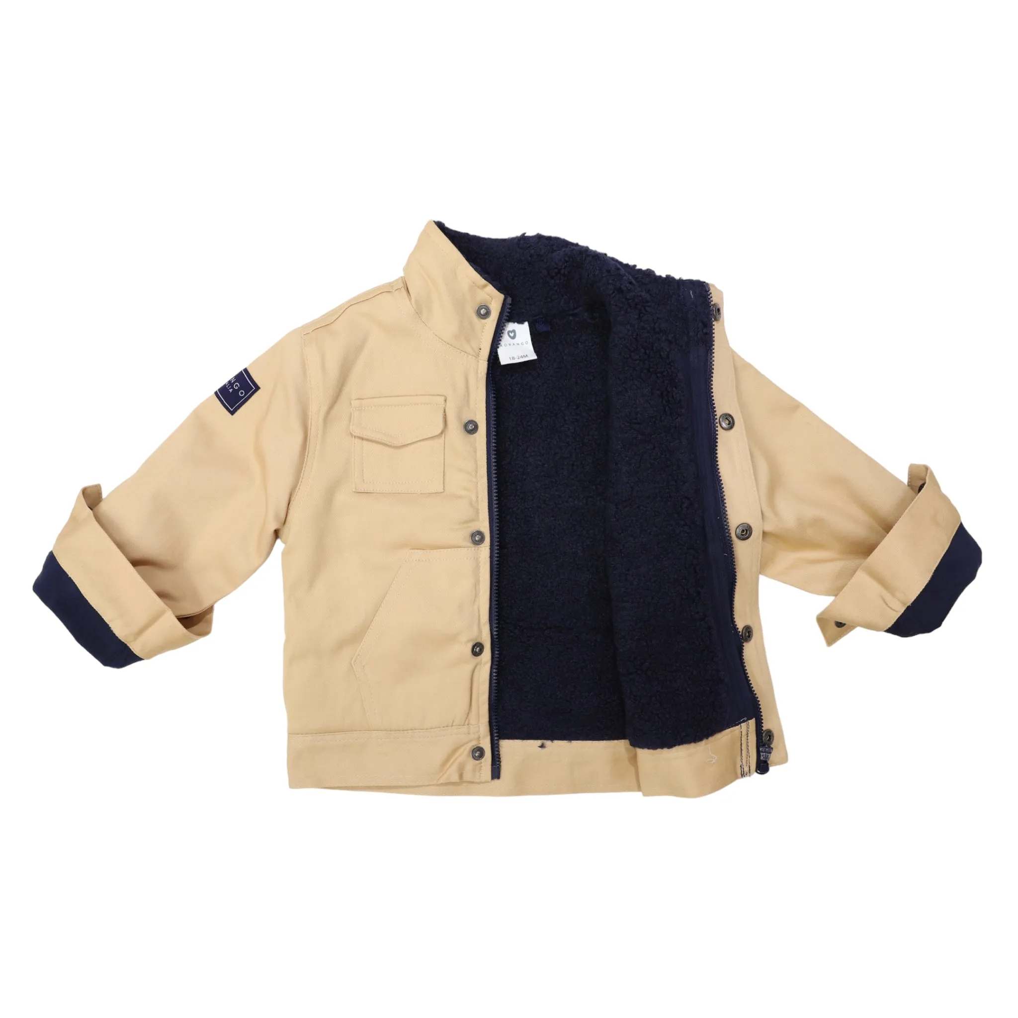 Stretch Twill Jacket with Sherpa Lining Sheepskin