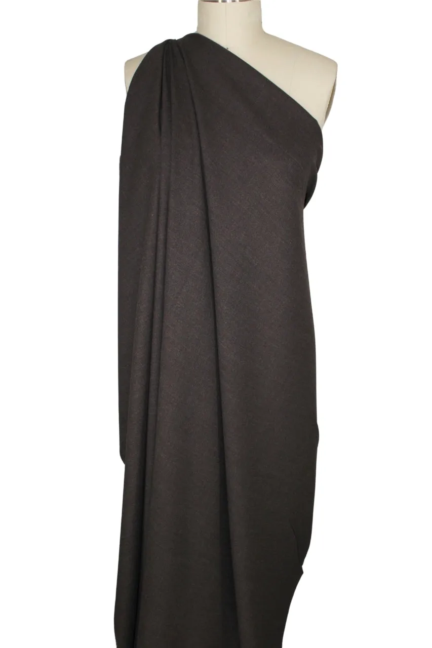 Stretch Wool Crepe - Heathered Dark Brown