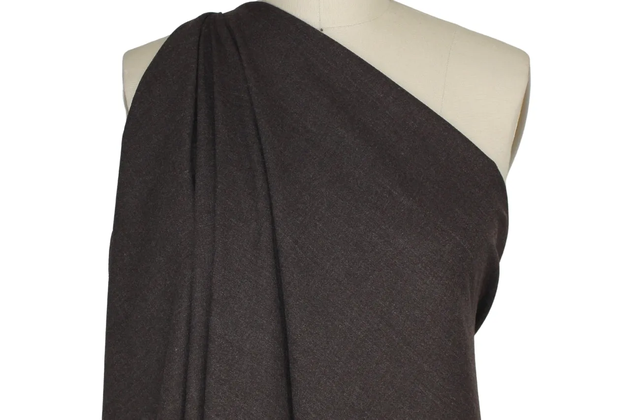 Stretch Wool Crepe - Heathered Dark Brown