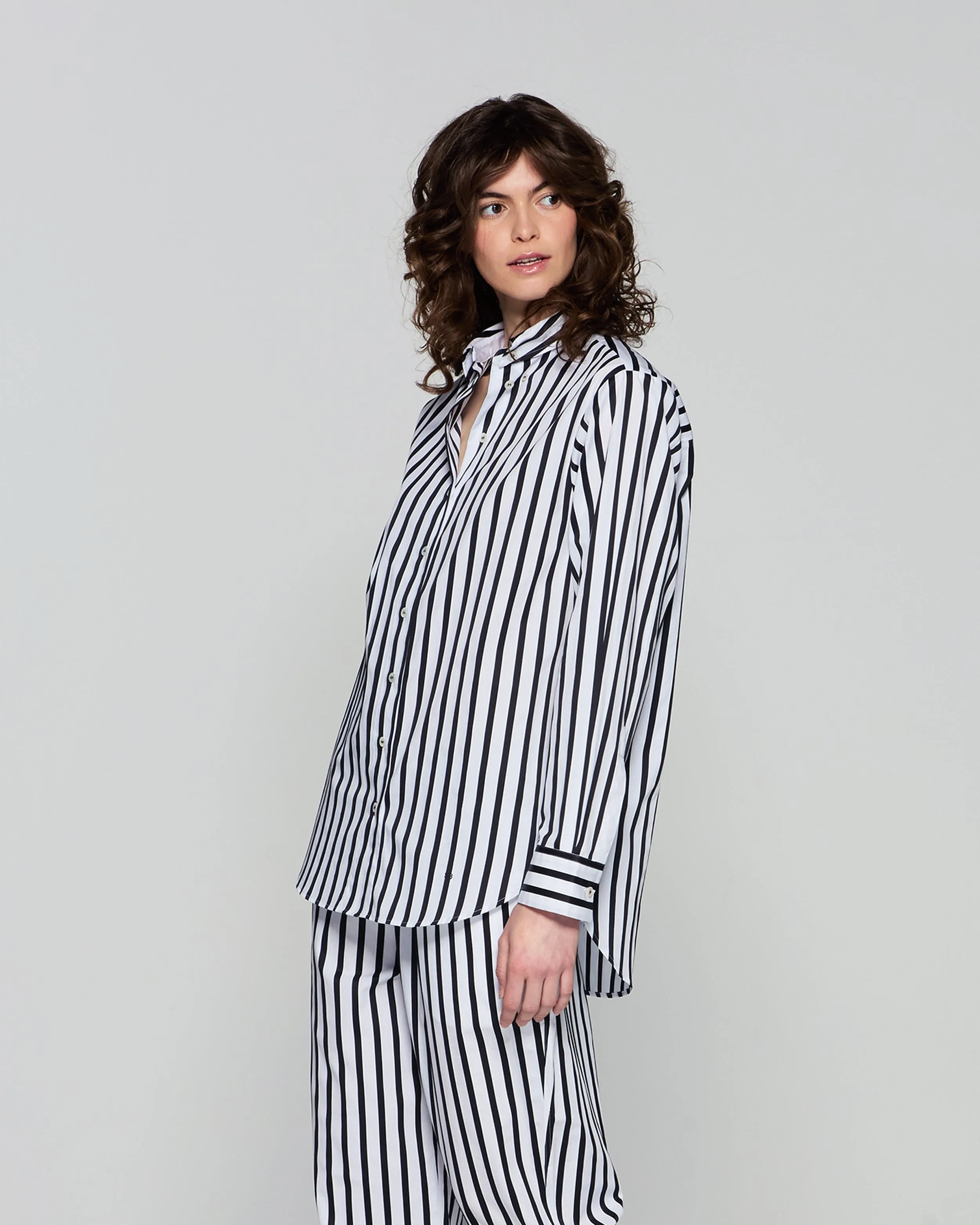 Striped Button Down Shirt - White/Black