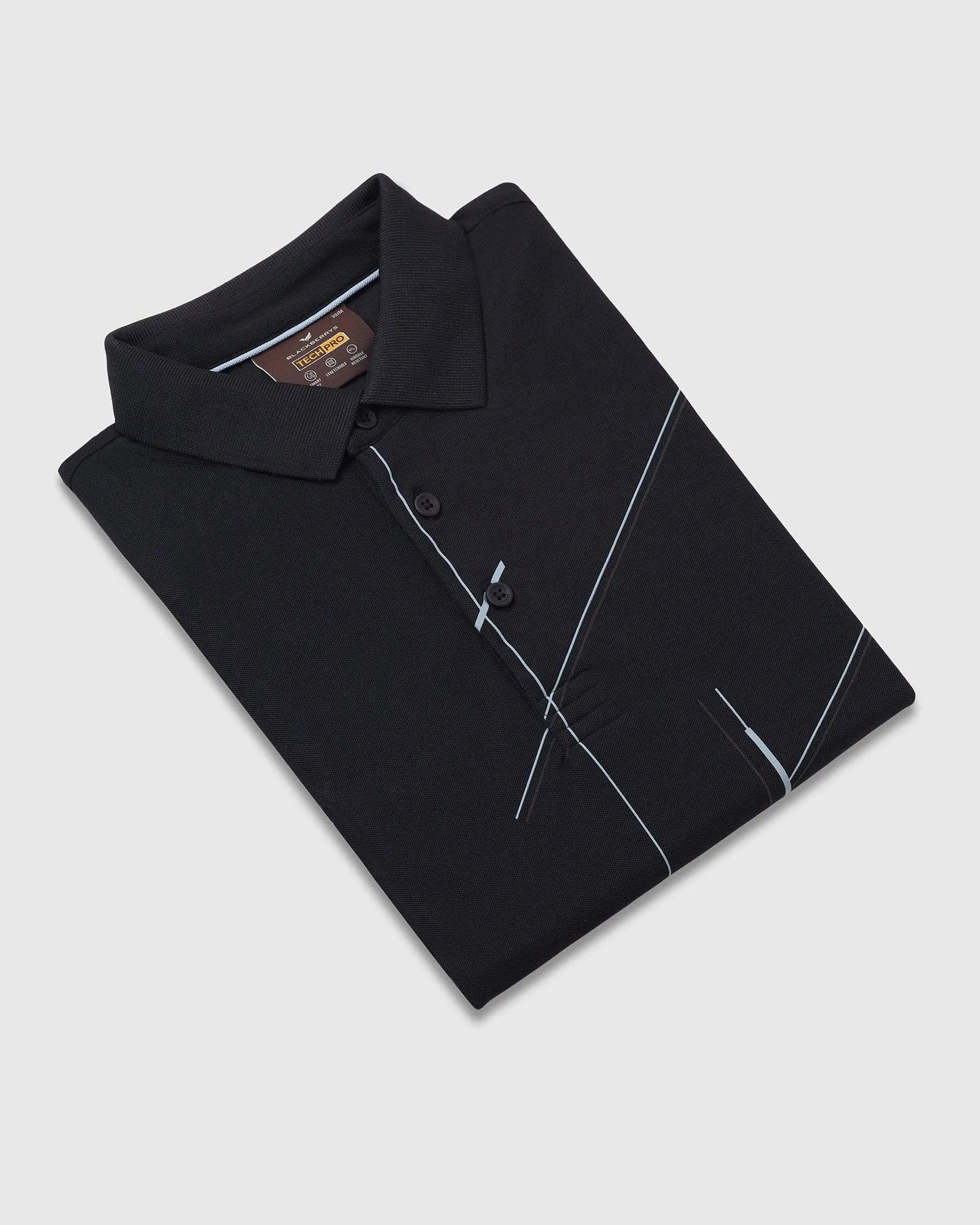 TechPro Polo Black Printed T-Shirt - Vine