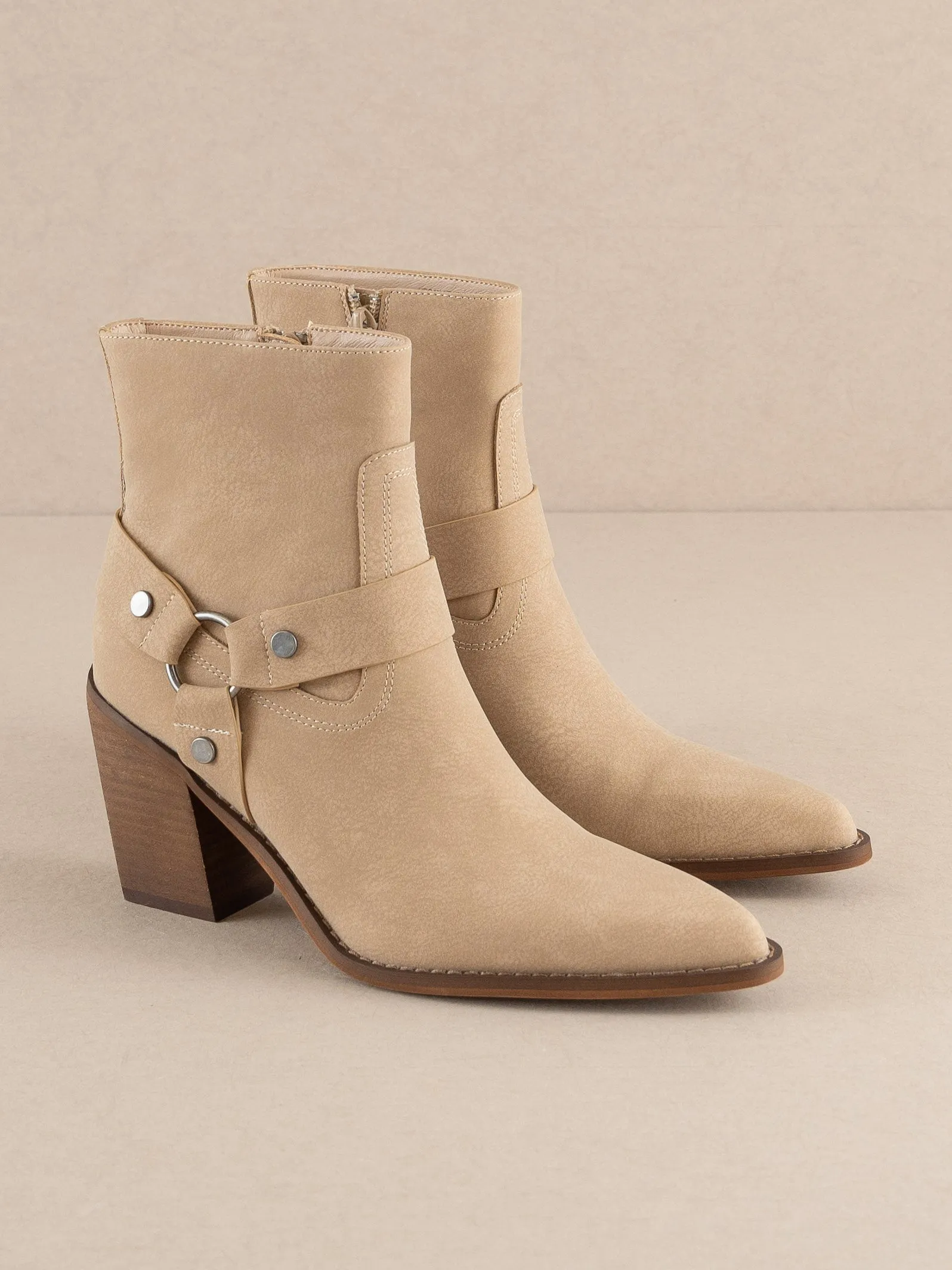 The Jackson | Khaki Pointed Toe Moto Bootie