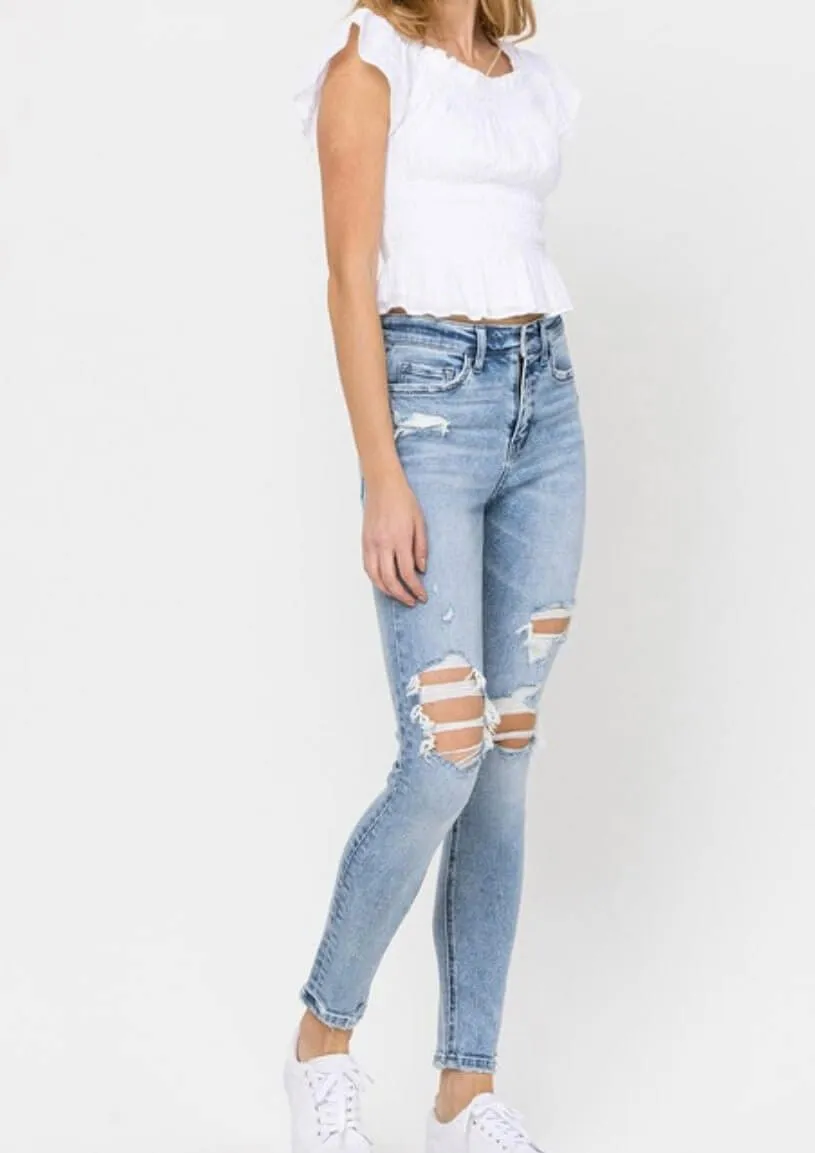 The Jordan Jeans: High Rise Distressed Skinny Jean