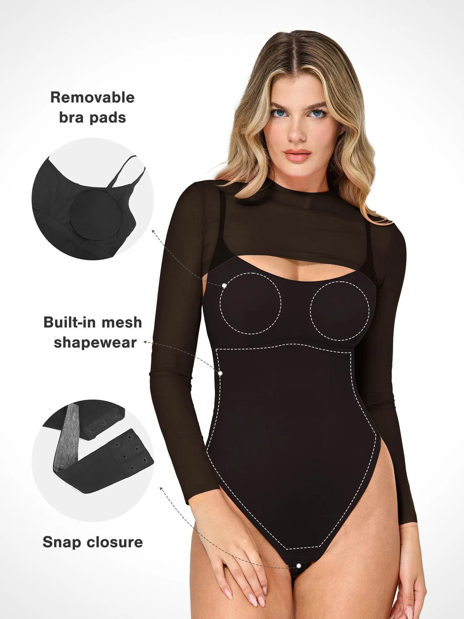 The Shapewear Bodysuit Sheer Mesh Cutout Set