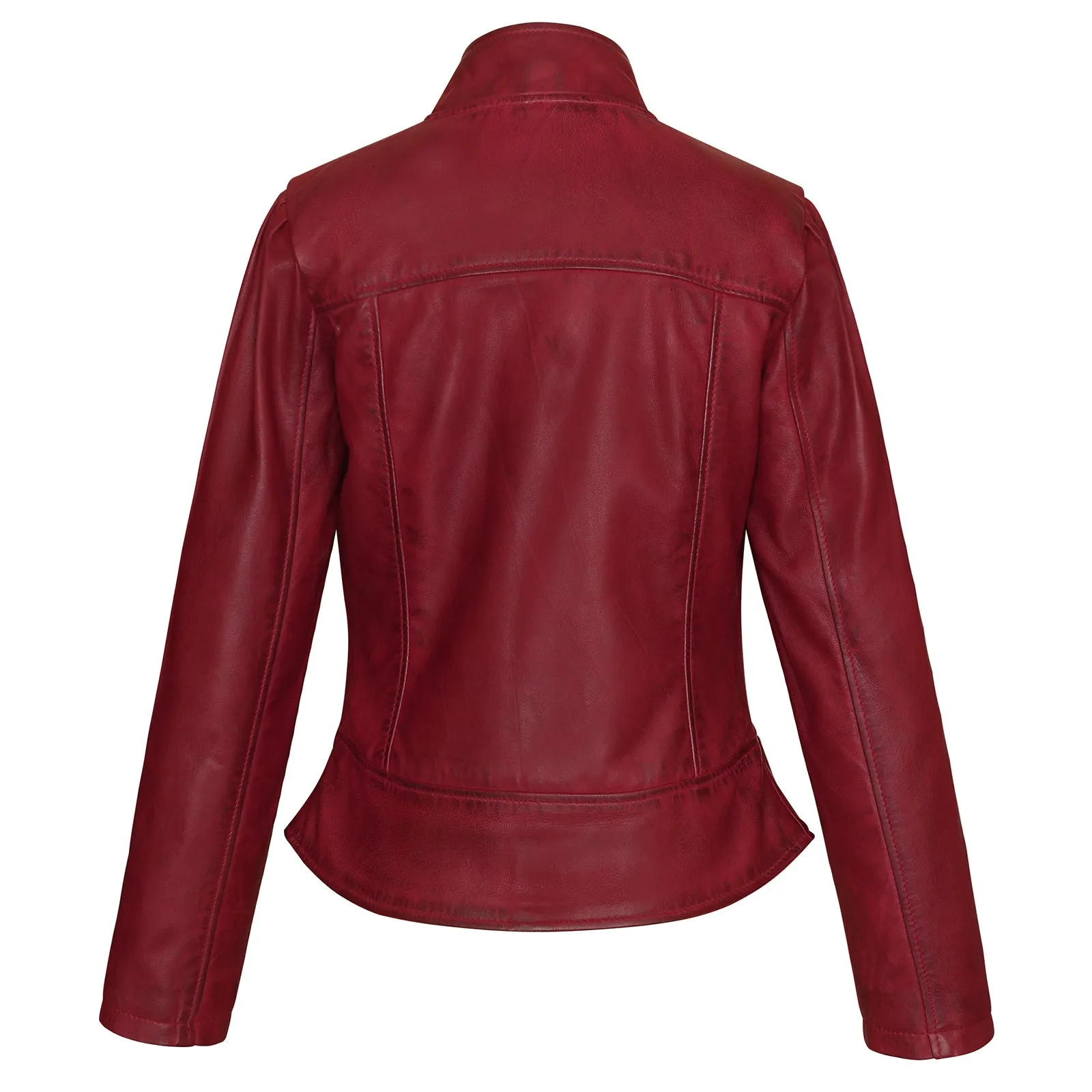 VL650Bu Vance Leathers' Ladies Premium Soft Lightweight Burgundy Fitted Leather Jacket