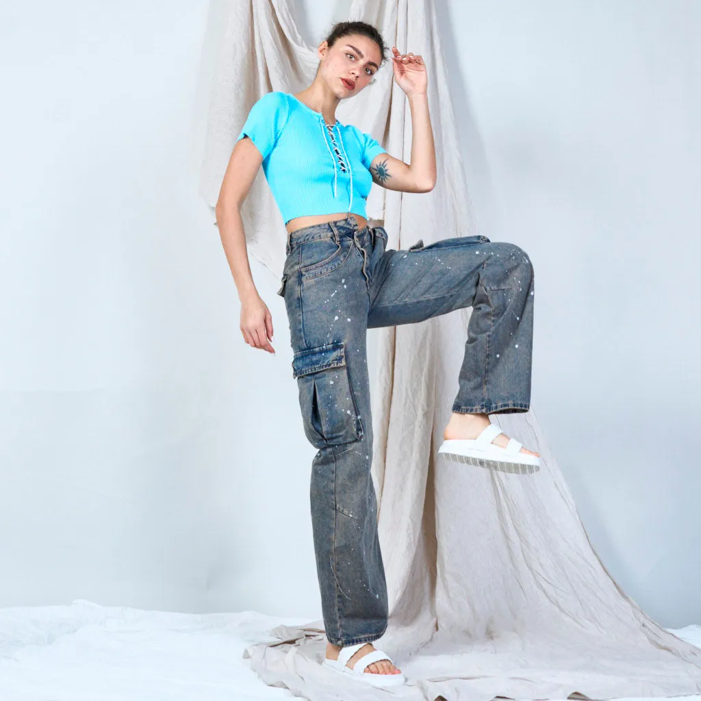 Washed denim jean trousers wholesale