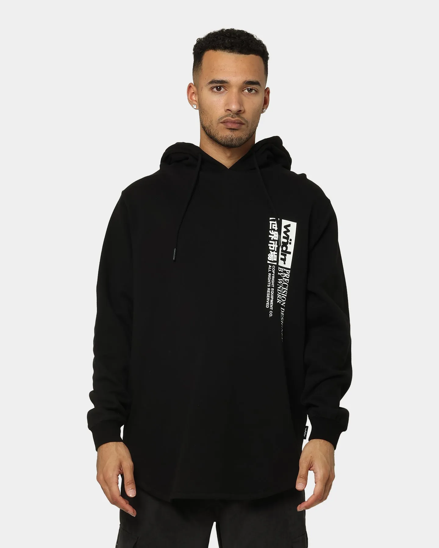 WNDRR Precision Curved Hem Hoodie Black