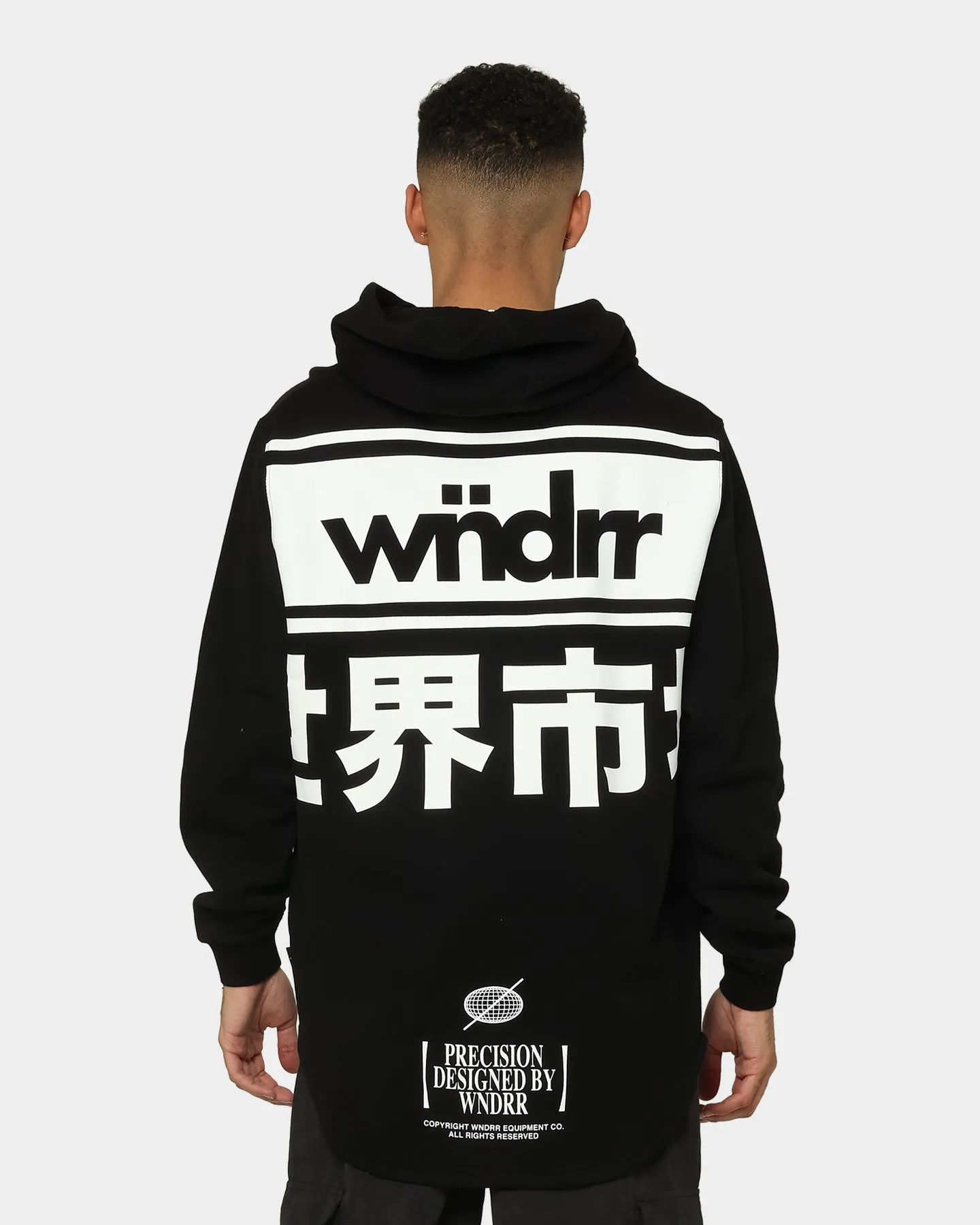 WNDRR Precision Curved Hem Hoodie Black