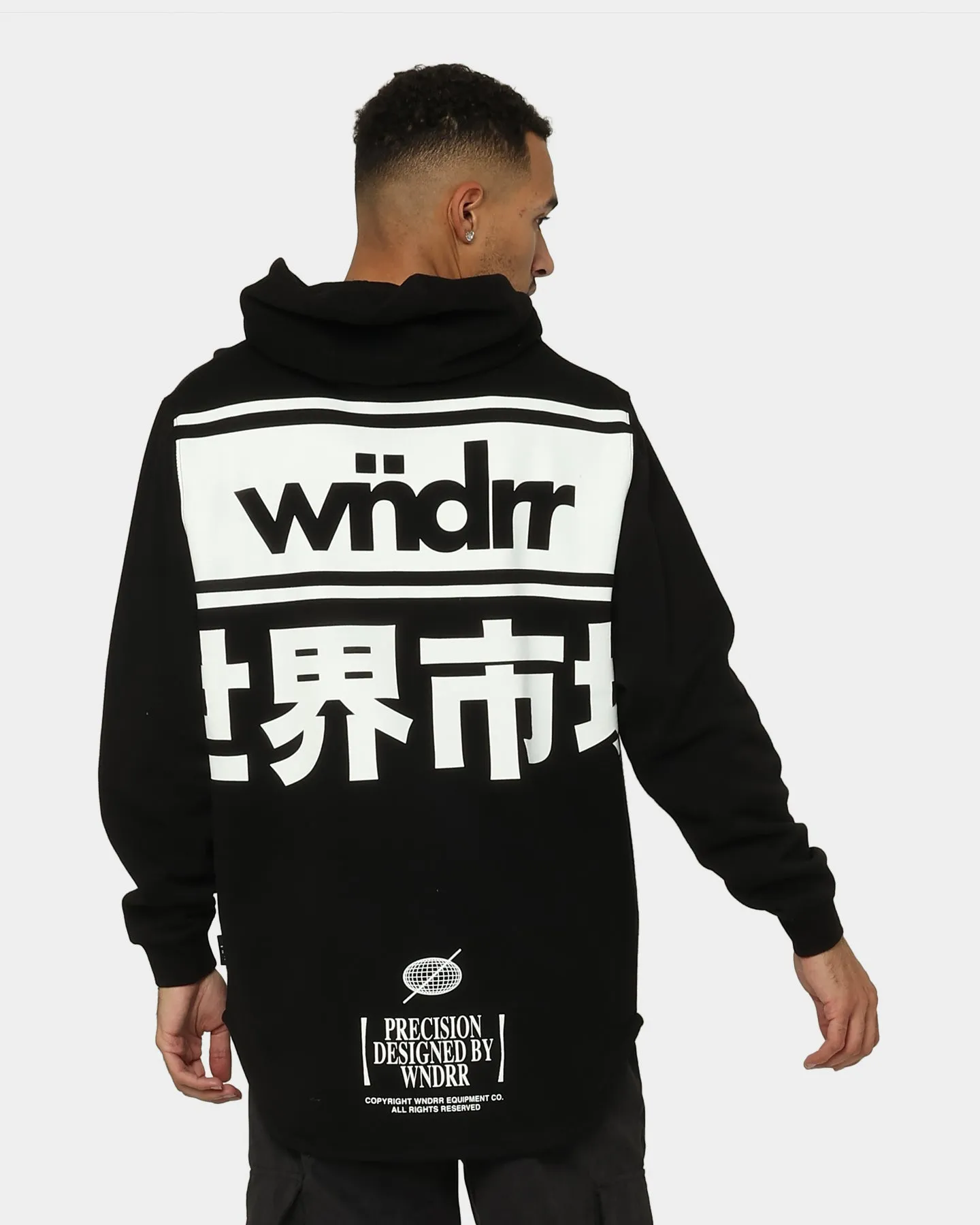 WNDRR Precision Curved Hem Hoodie Black