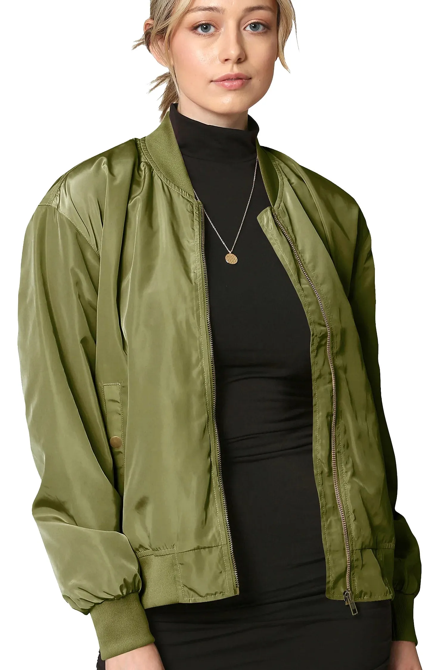 Women's Essential Lightweight Multi Pocket Windbreaker Bomber Jacket