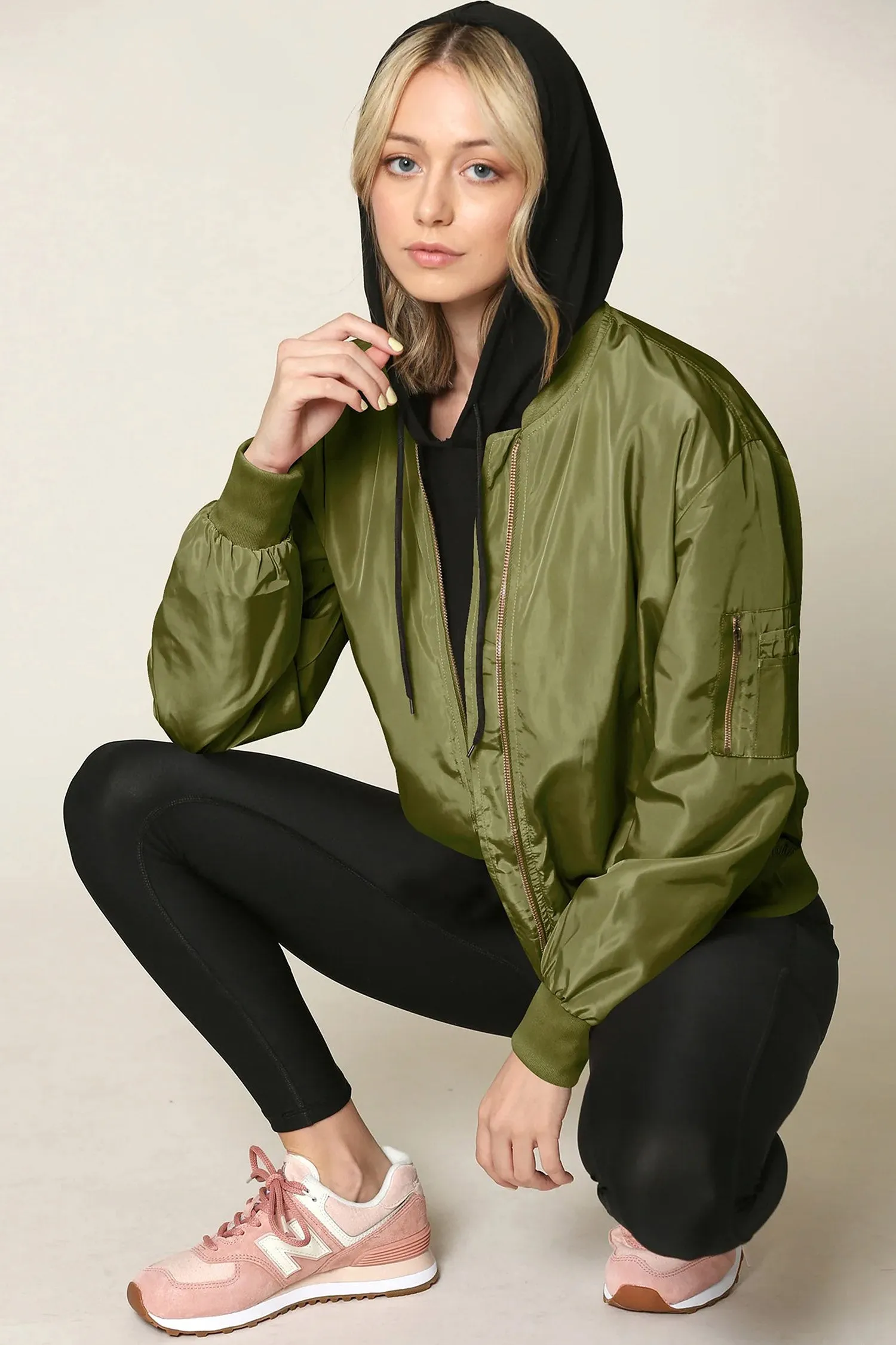 Women's Essential Lightweight Multi Pocket Windbreaker Bomber Jacket