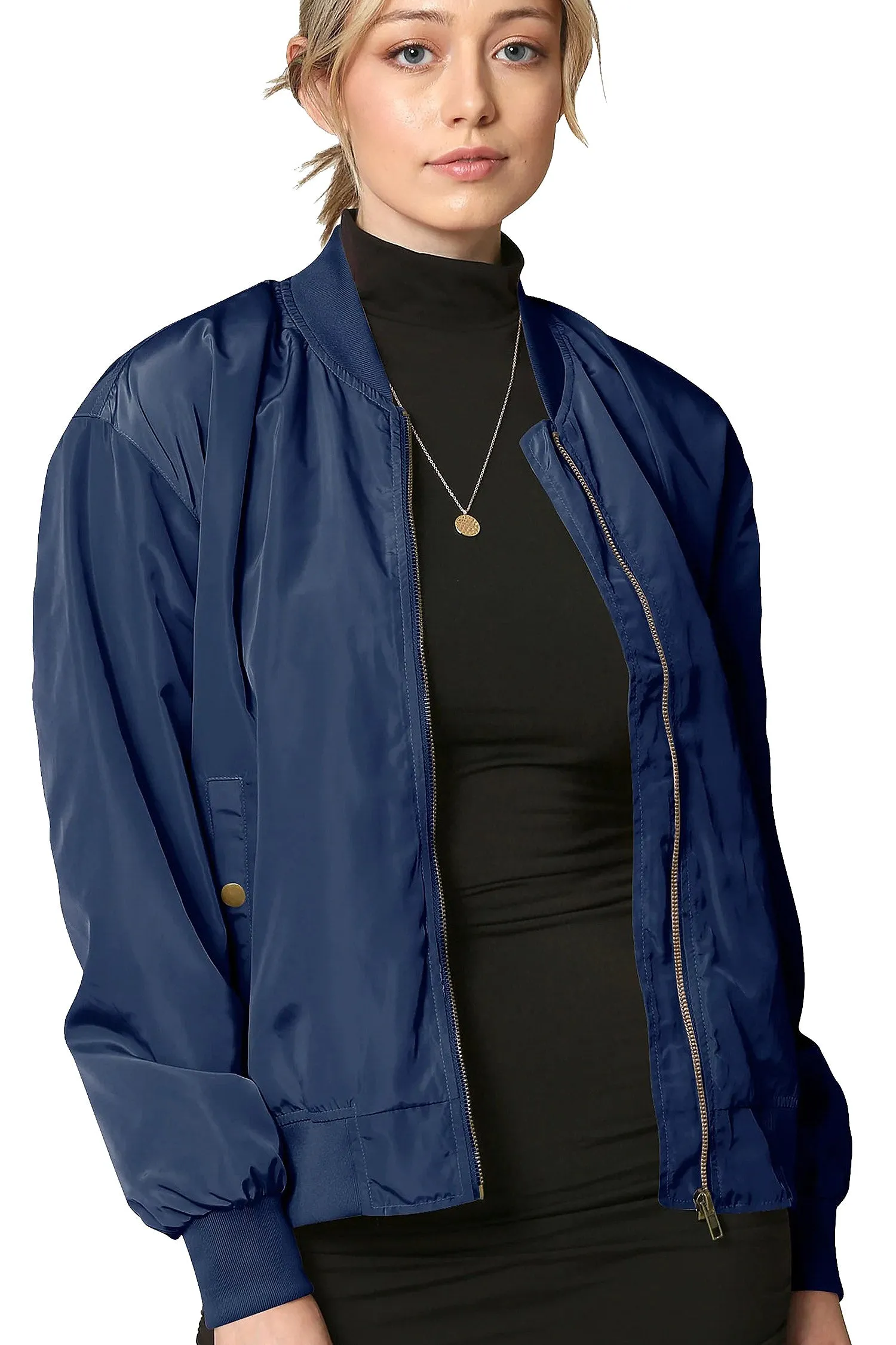 Women's Essential Lightweight Multi Pocket Windbreaker Bomber Jacket