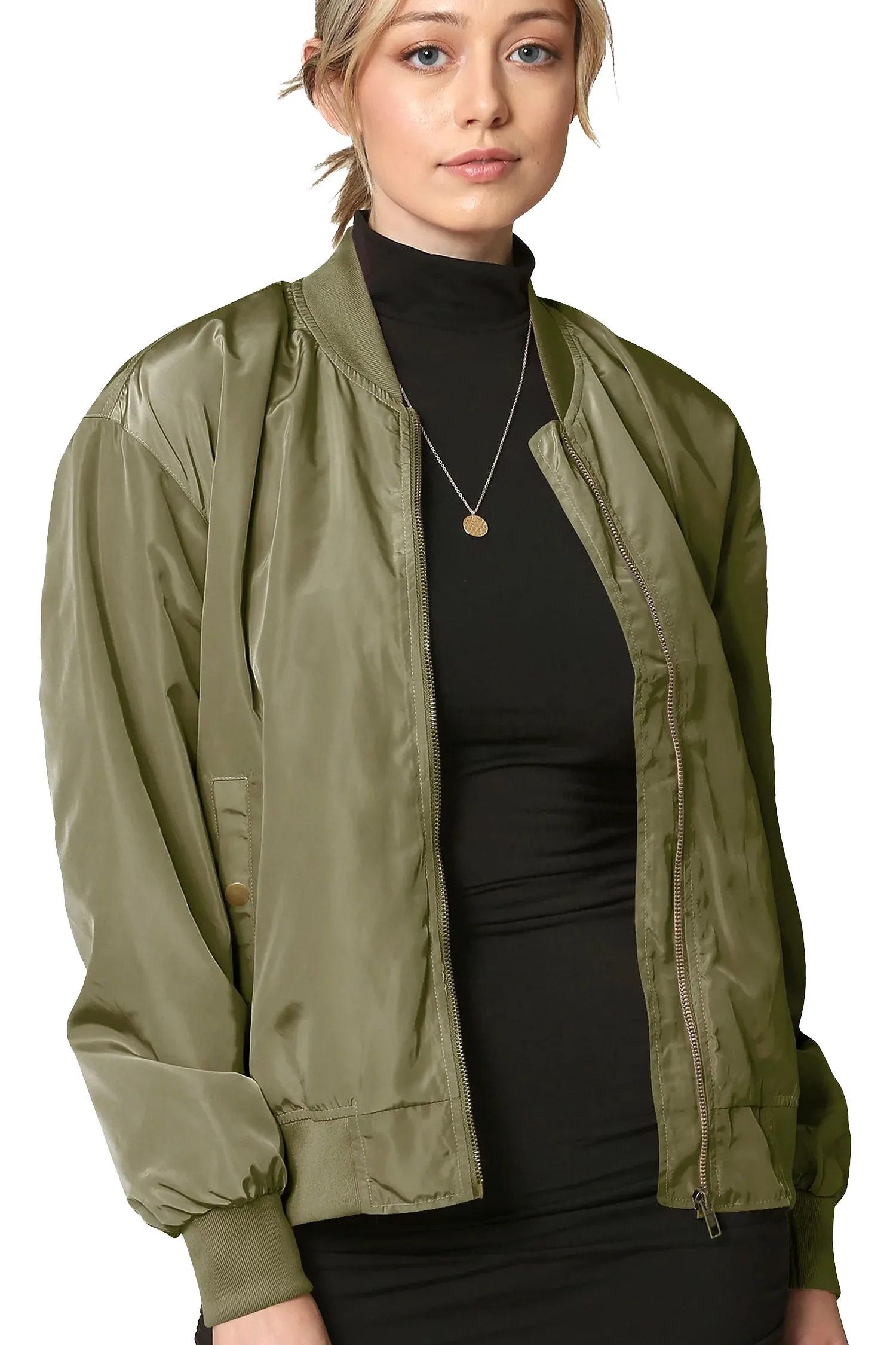 Women's Essential Lightweight Multi Pocket Windbreaker Bomber Jacket