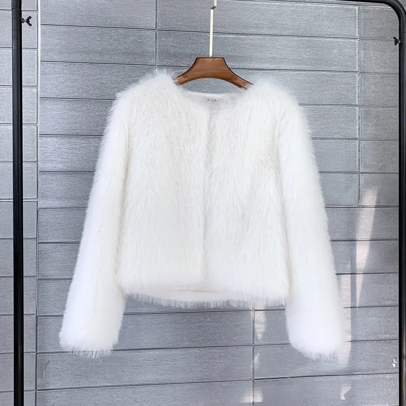 Women's Imitation Tuscan Fur Korean Style Solid Coats