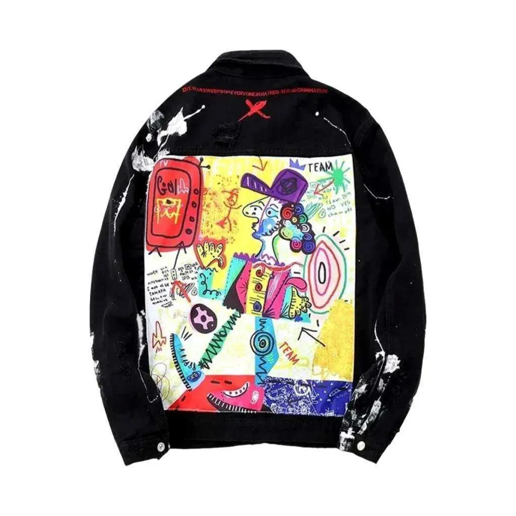 Y2k painted men's denim jacket