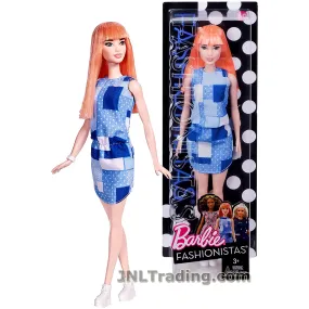 Year 2016 Barbie Fashionistas Series 12 Inch Doll #60 - Caucasian Model DYY90 in Trendy Patchwork Denim Dress with Watch