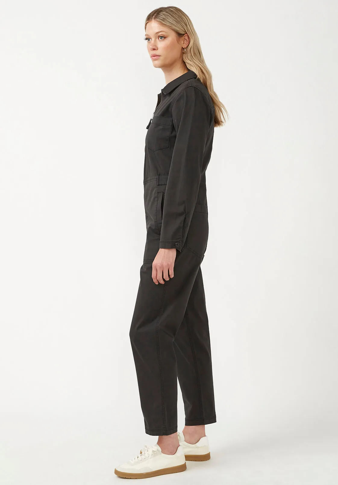 Yuna Women's Long Sleeve Utility Jumpsuit in Dark Grey - WB0003F